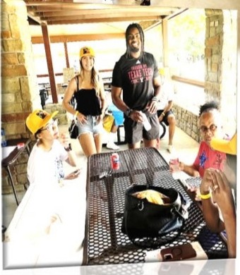 Family at a picnic table