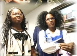 Two young women at church