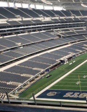 View of the empty Cowboys stadium from the upper deck
